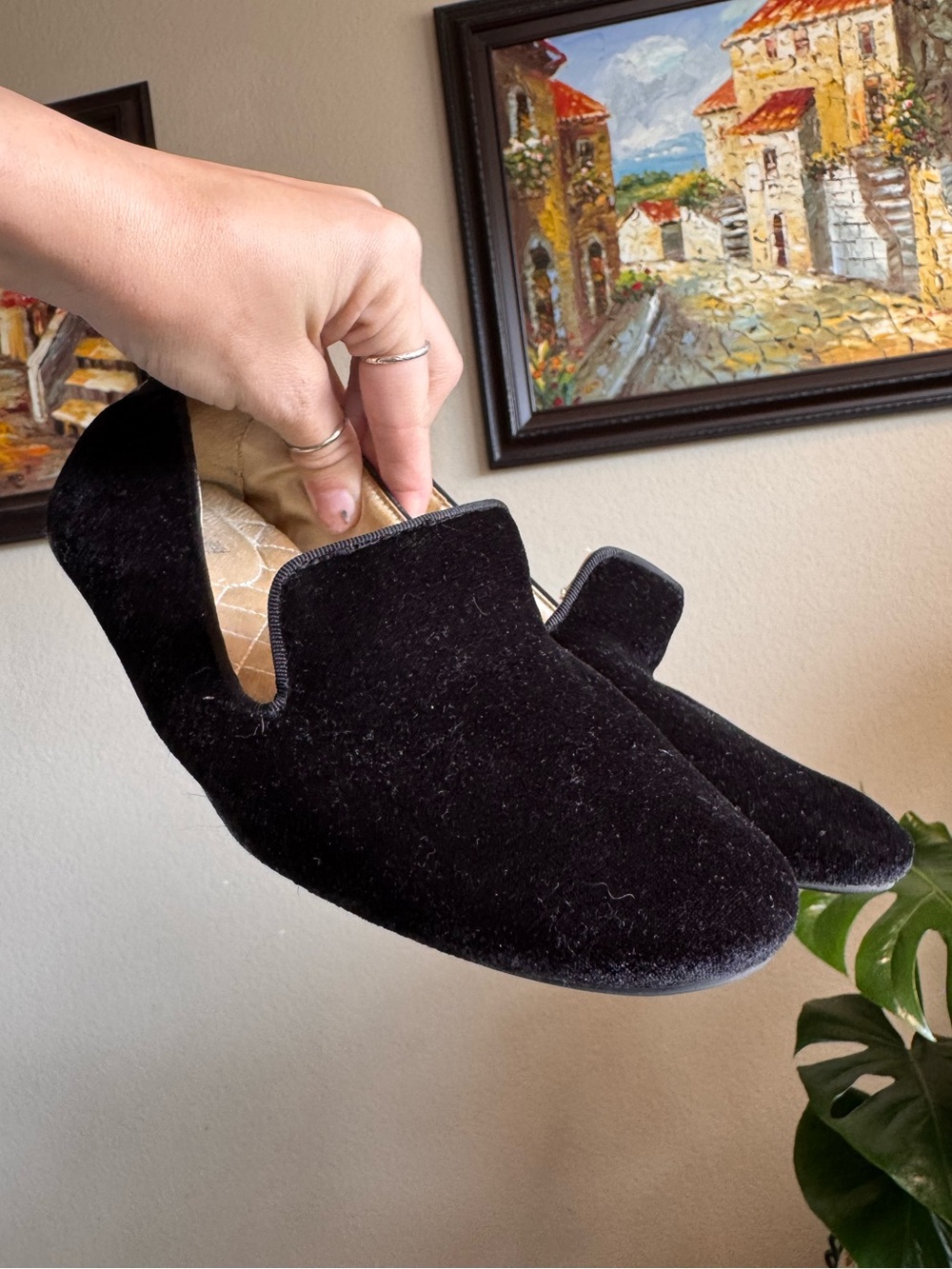 Birdies The Starling Black Velvet Ballet Flats Shoes Loafers 6.5 Velour